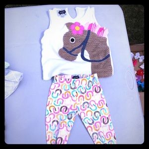 Mud Pie Horse 2 piece Outfit